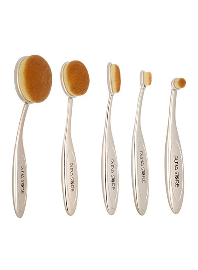 Puna Store - 5 Piece Oval Brush Set Clear/Brown - Image 1