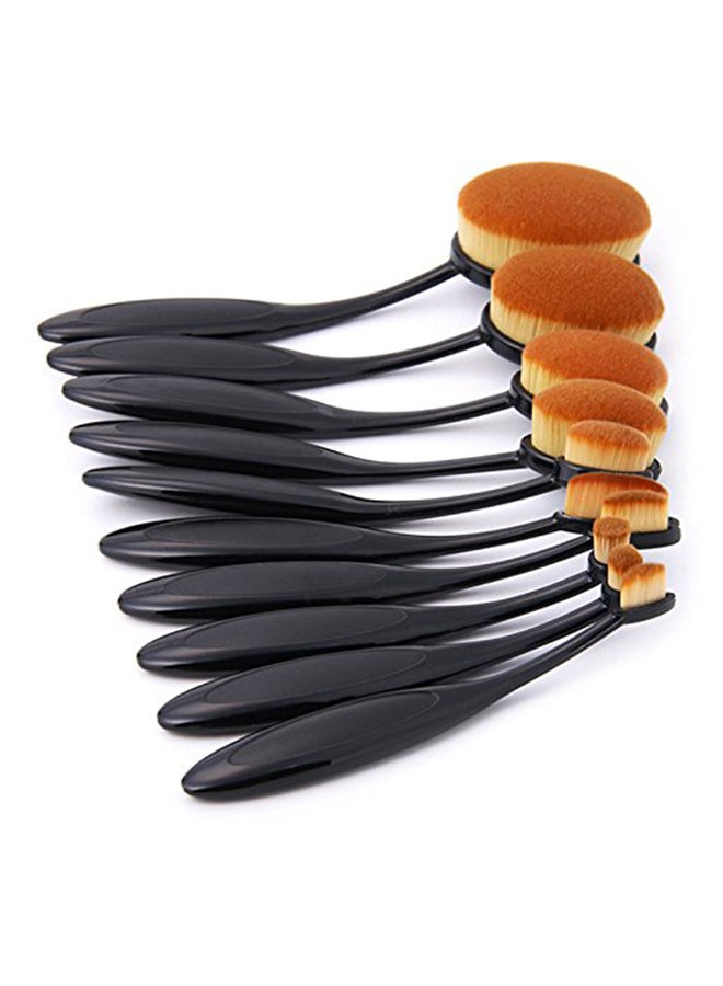 Tribecca 10-PieceProfessional Oval Makeup Brushes Set Black - Image 3
