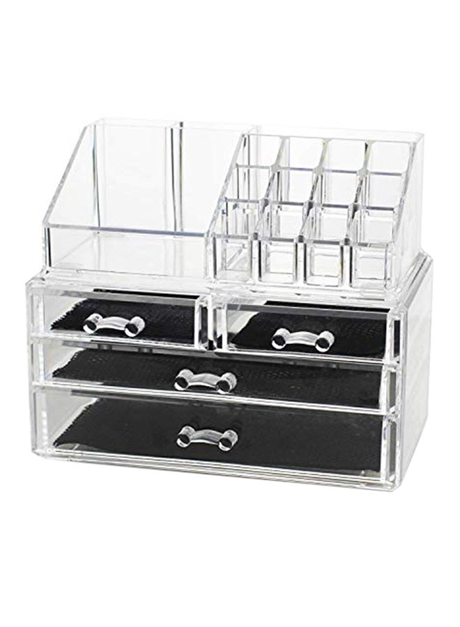 HOUSE OF QUIRK - 16 Slot Acrylic Makeup Organizer 3 Drawers With Removable Mirror Cosmetic Organizers 16 Slot 3 Drawers With Mirror 0 - Image 1