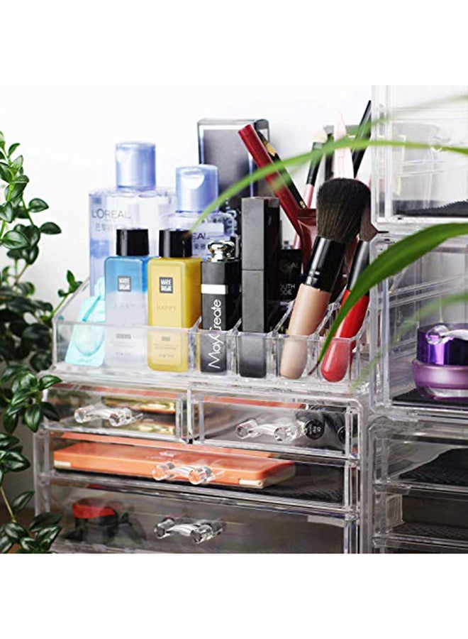 HOUSE OF QUIRK - 16 Slot Acrylic Makeup Organizer 3 Drawers With Removable Mirror Cosmetic Organizers 16 Slot 3 Drawers With Mirror 0 - Image 1