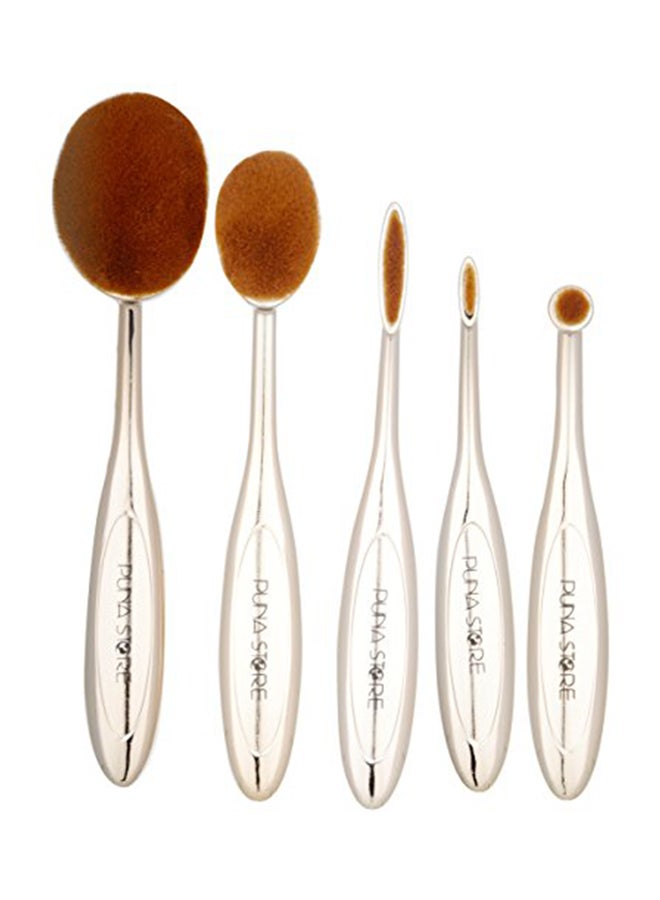 Puna Store - 5 Piece Oval Brush Set Clear/Brown - Image 1