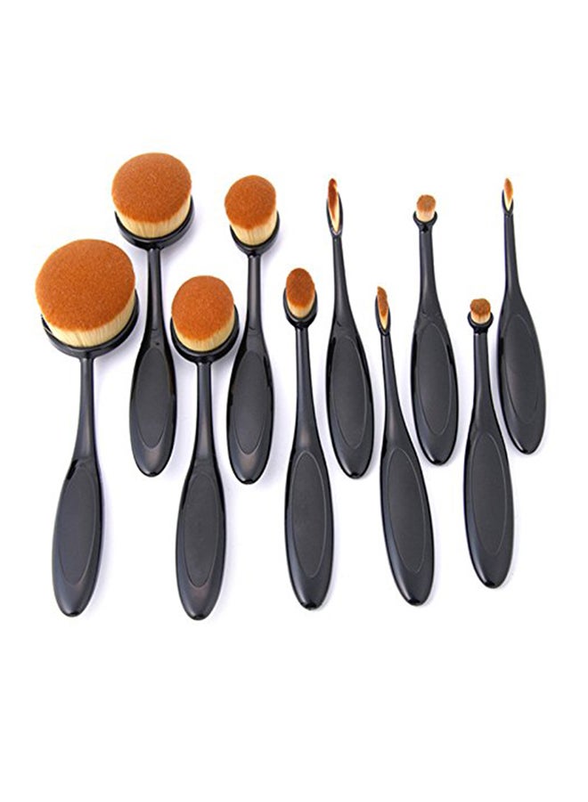 Tribecca 10-PieceProfessional Oval Makeup Brushes Set Black - Image 1