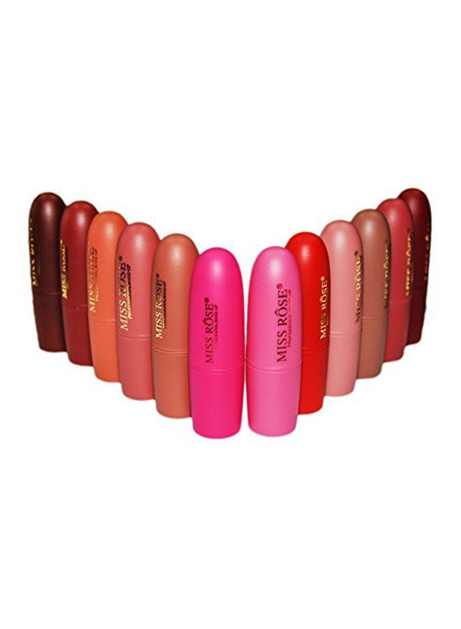 مس روز طقم أحمر شفاه غير لامع يدوم طويلاً مكون من 12 قطعة متعدد الألوان - Image 1