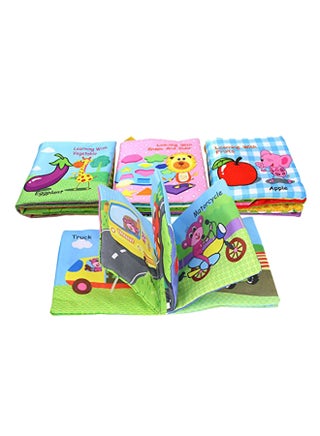 4-Piece Non-Toxic Fabric Educational Baby'S Soft Cloth Books Set With Rustling Sound Crinkle 24x23x5.4cm - v1551358076/N21542844A_1