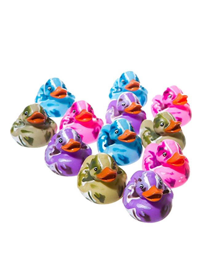 Rhode Island Novelty - Lot Of 12 Assorted Color Camouflage Rubber Ducks Duckies - Image 1