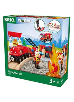 Brio BRIO 33815 Rescue Firefighter Set | 18 Piece Train Toy with a Fire Truck, Accessories and Wooden Tracks for Ages 3 and Up  - Image 1