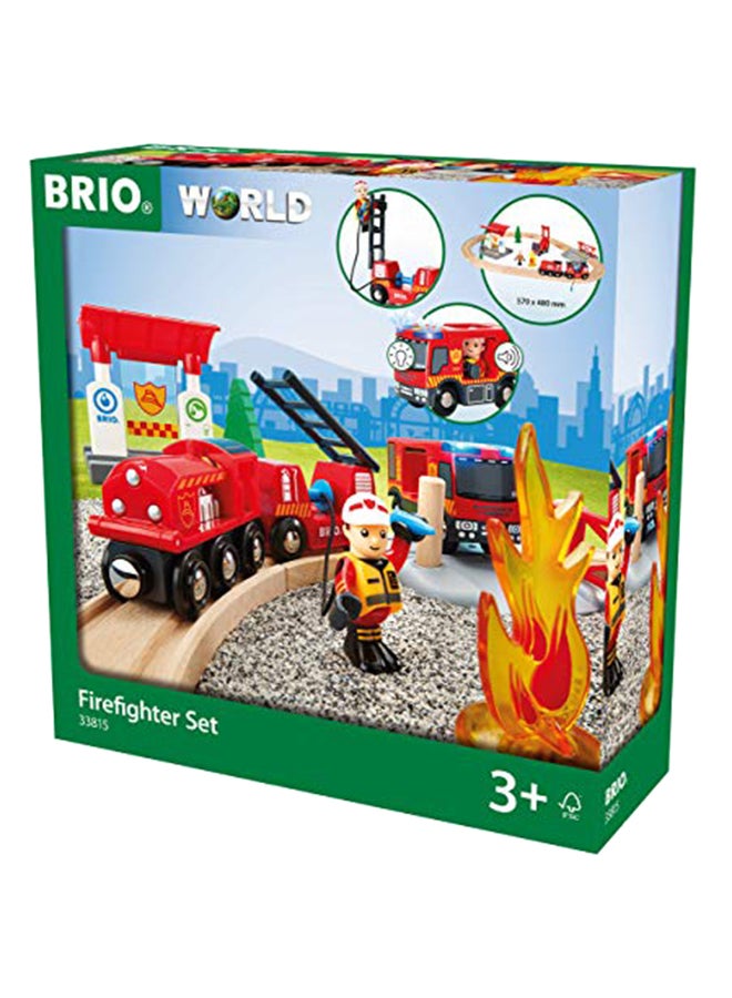 Brio BRIO 33815 Rescue Firefighter Set | 18 Piece Train Toy with a Fire Truck, Accessories and Wooden Tracks for Ages 3 and Up  - Image 1