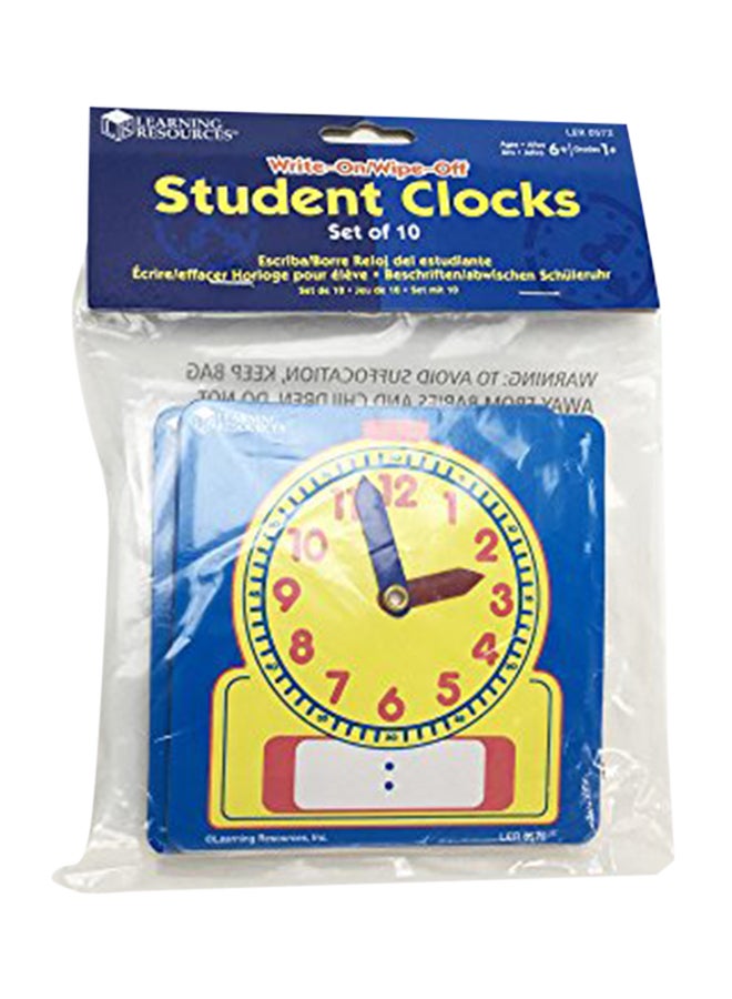 Learning Resources 10-Piece Learning Resources Write And Wipe Student Clock Set LER0572 - Image 1