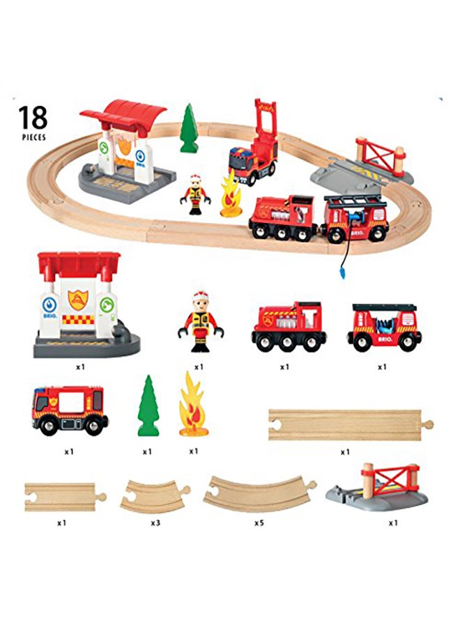 Brio BRIO 33815 Rescue Firefighter Set | 18 Piece Train Toy with a Fire Truck, Accessories and Wooden Tracks for Ages 3 and Up  - Image 2