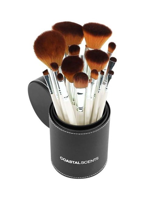 16-Piece Pearl Makeup Brush Set White