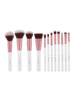 12-Piece Crystal Quartz Makeup Brush Set White/Pink/Brown