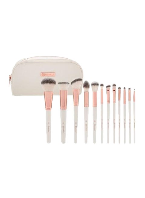 12-Piece Rose Romance Makeup Brush Set White/Gold/Beige