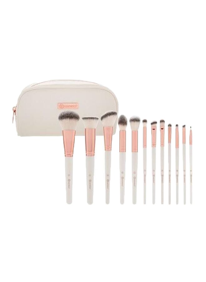 BH Cosmetics 12-Piece Rose Romance Makeup Brush Set White/Gold/Beige  - Image 1