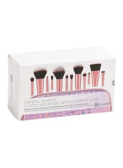 12-Piece Crystal Quartz Makeup Brush Set White/Pink/Brown - v1551362152/N21506695A_2