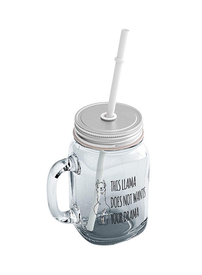 LOUD UNIVERSE Glass This Lama Does Not Want Your Drama Friends Mason Jar With Straw Clear  - Image 2