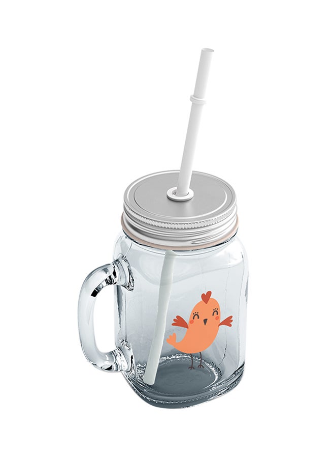 LOUD UNIVERSE Glass Animal Cartoon Mason Jar With Straws Danicing Chicken Mason Jar With Straw Clear  - Image 2
