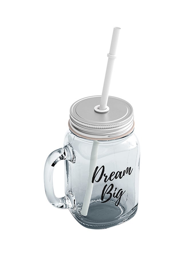 LOUD UNIVERSE Glass Dream Big Dreamers Mason Jar With Straw Clear  - Image 2