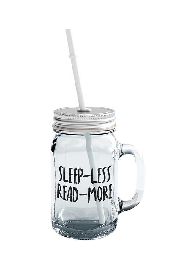 LOUD UNIVERSE Glass Sleep Less Read More Motivational Mason Jar With Straw Clear  - Image 1