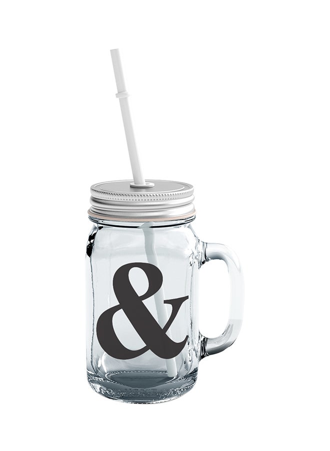 LOUD UNIVERSE Glass And Sign Punctuations English Special Characters Mason Jar With Straw Clear  - Image 1