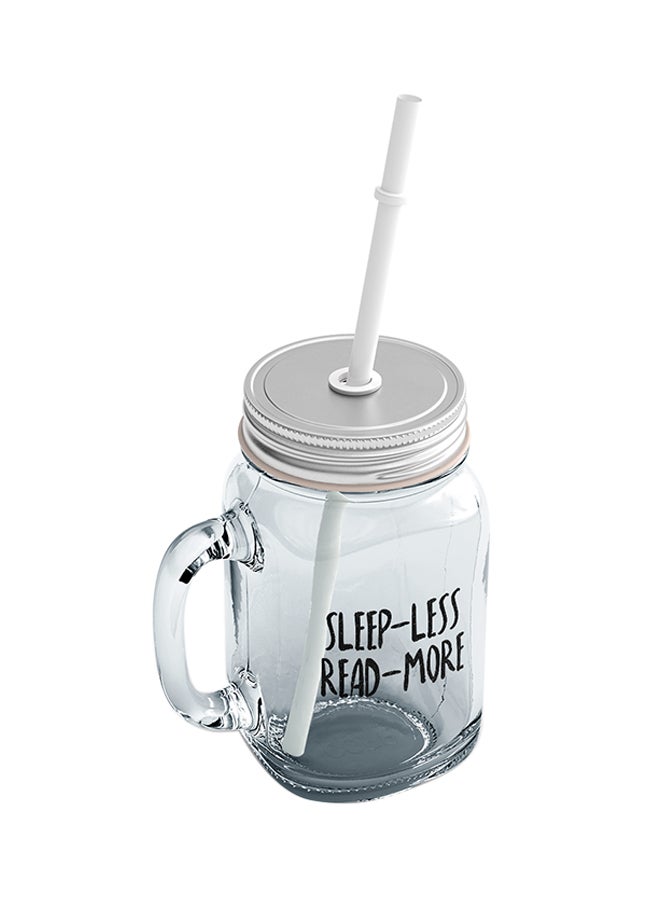 LOUD UNIVERSE Glass Sleep Less Read More Motivational Mason Jar With Straw Clear  - Image 2