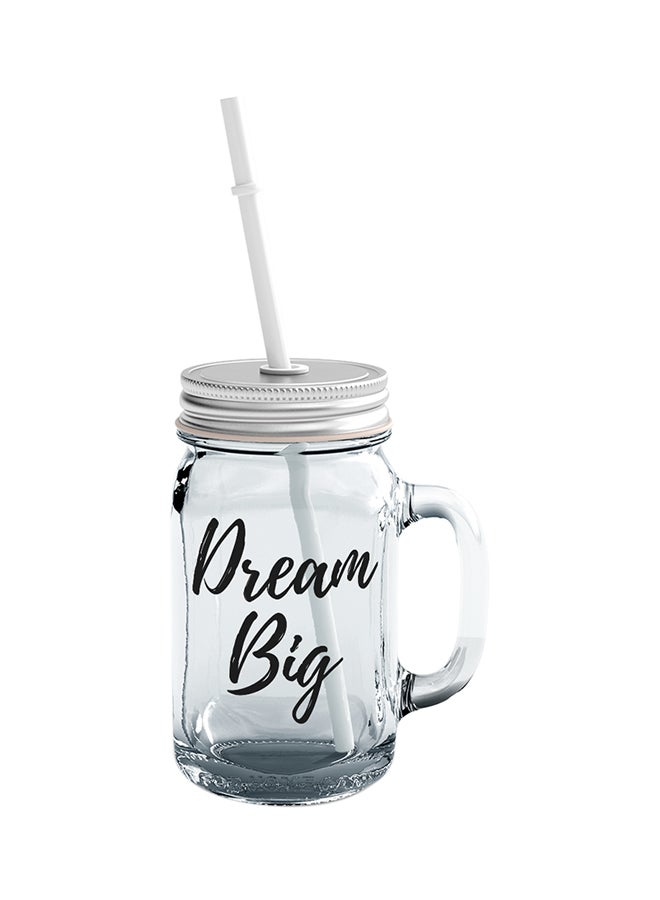 LOUD UNIVERSE Glass Dream Big Dreamers Mason Jar With Straw Clear  - Image 1