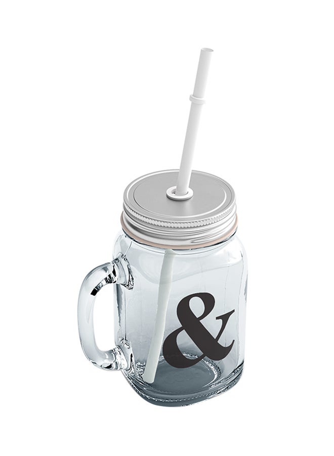 LOUD UNIVERSE Glass And Sign Punctuations English Special Characters Mason Jar With Straw Clear  - Image 2