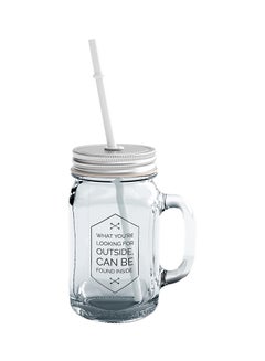 Glass What You Are Looking For Outside Find Inside Inspiration Mason Jar With Straws Quote Mason Jar With Straw Clear