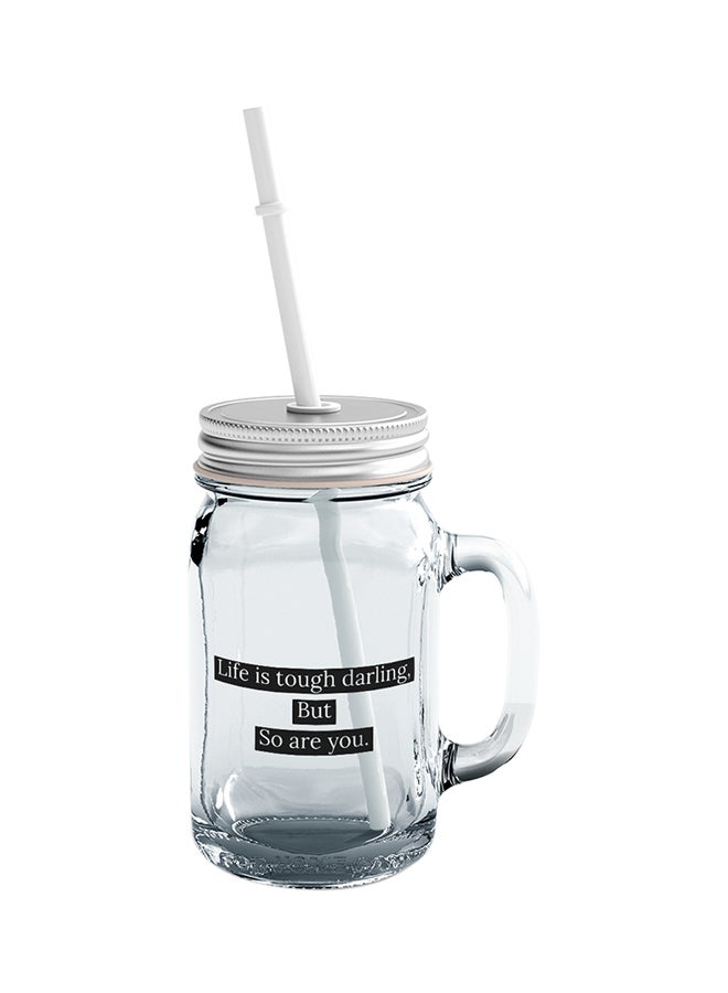 LOUD UNIVERSE Glass Life Is Tough Darling But So Are You Mason Jar With Straws Clear  - Image 1