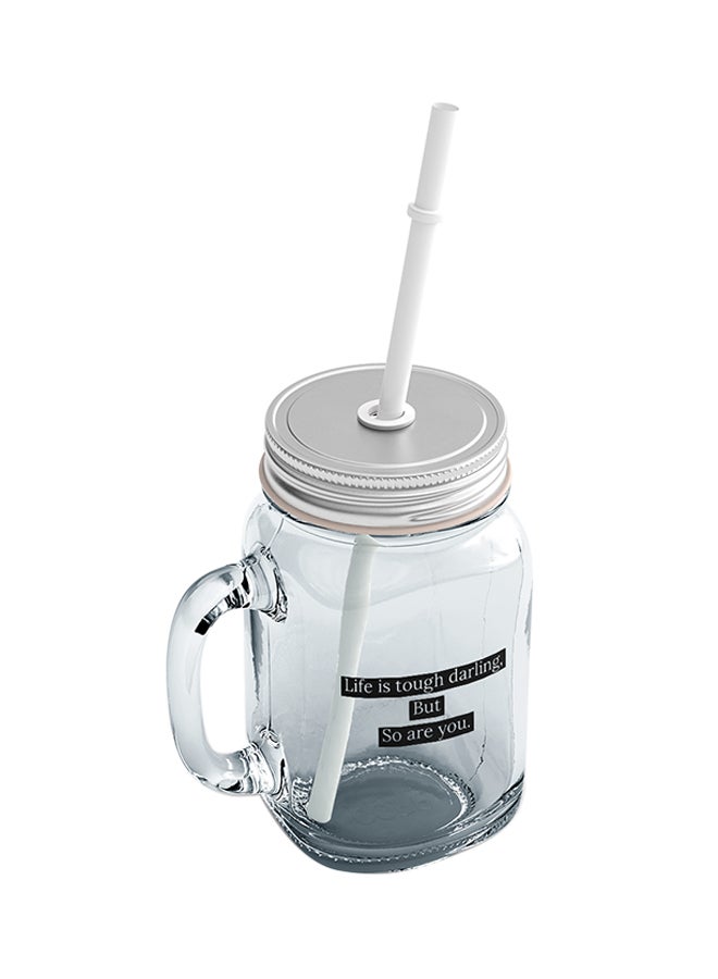LOUD UNIVERSE Glass Life Is Tough Darling But So Are You Mason Jar With Straws Clear  - Image 2