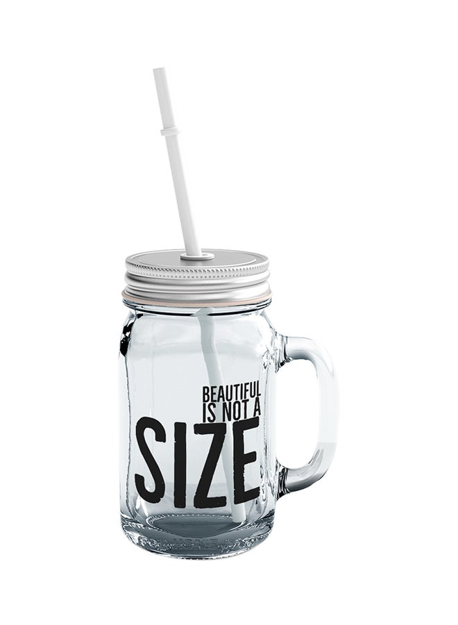LOUD UNIVERSE Glass Beautiful Is Not A Size Mason Jar With Straws Clear  - Image 1