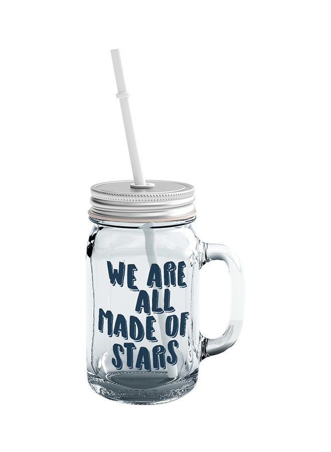 LOUD UNIVERSE Glass We Are All Made Of Stars Quote Mason Jar With Straws Clear  - Image 1