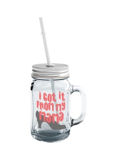 Glass I Got It From My Mamma Sassy Witty Mason Jar With Straws Funny Quote Mason Jar With Straw Clear
