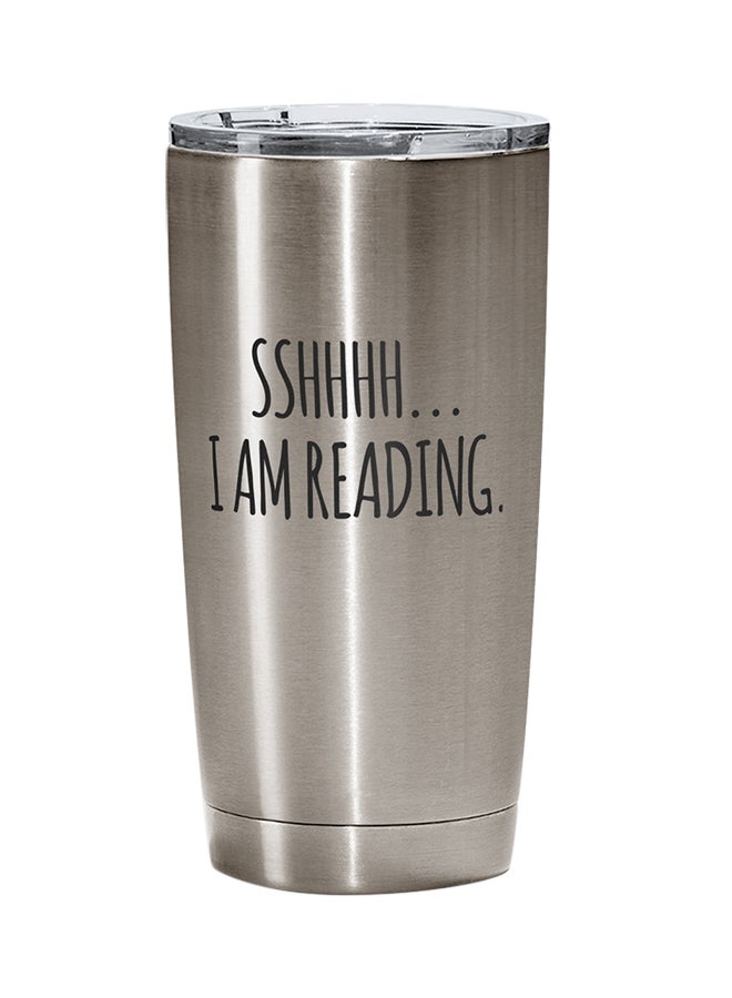 LOUD UNIVERSE Stainless Steel Shhh I Am Reading Tumbler Silver 15cm  - Image 1