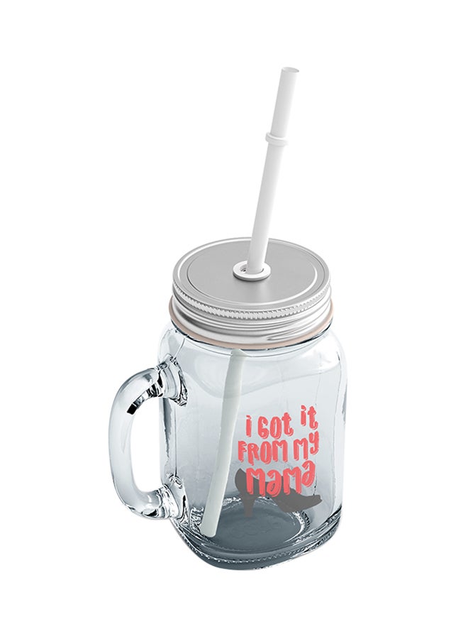 LOUD UNIVERSE - Glass I Got It From My Mamma Sassy Witty Mason Jar With Straws Funny Quote Mason Jar With Straw Clear - Image 1