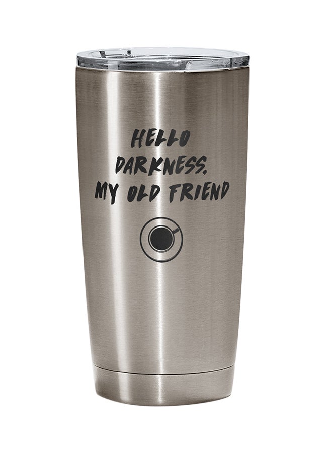 LOUD UNIVERSE Stainless Steel Hello Darkness My Old Friend Black Tumbler Silver 15cm  - Image 1