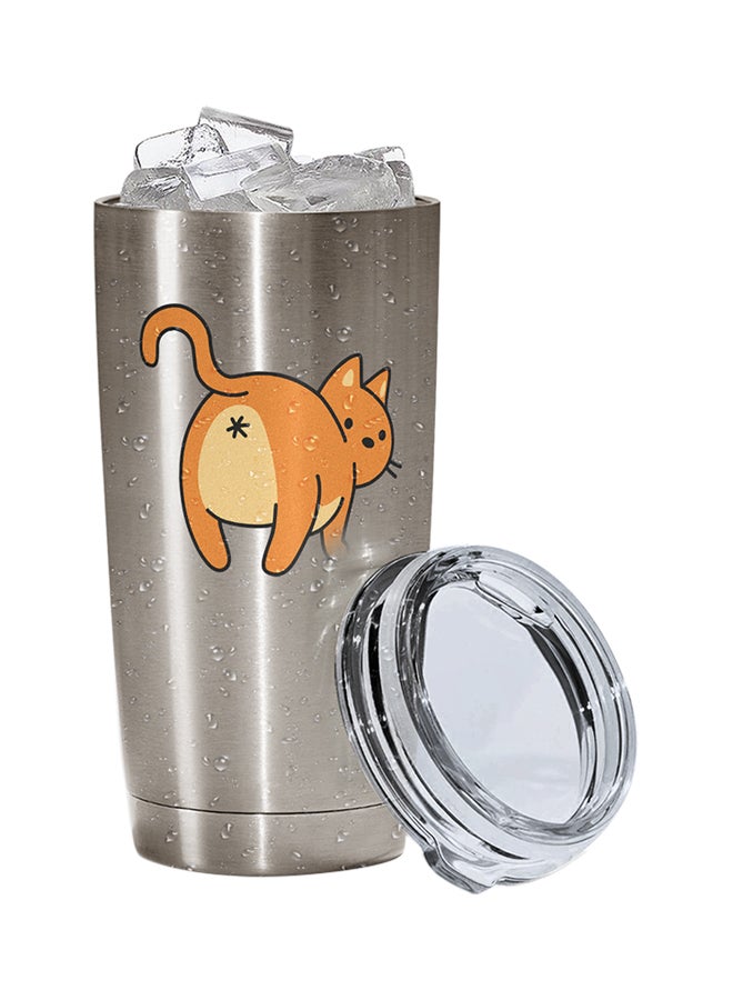 LOUD UNIVERSE Stainless Steel Cat Funny Kitty Cartoon Tumbler Silver 15cm  - Image 2
