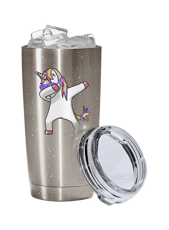 LOUD UNIVERSE Stainless Steel Dancing Unicorn Funny Witty Mood Tumbler Silver 15cm  - Image 2