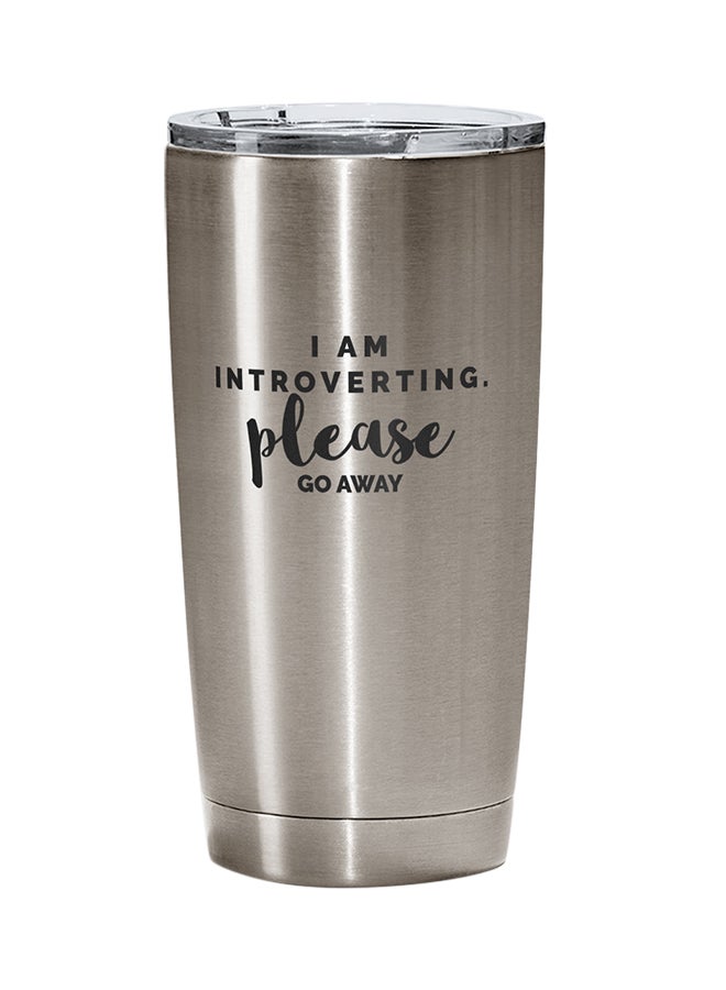 LOUD UNIVERSE Stainless Steel I Am Introverting Please Go Away Tumbler Silver 15cm  - Image 1