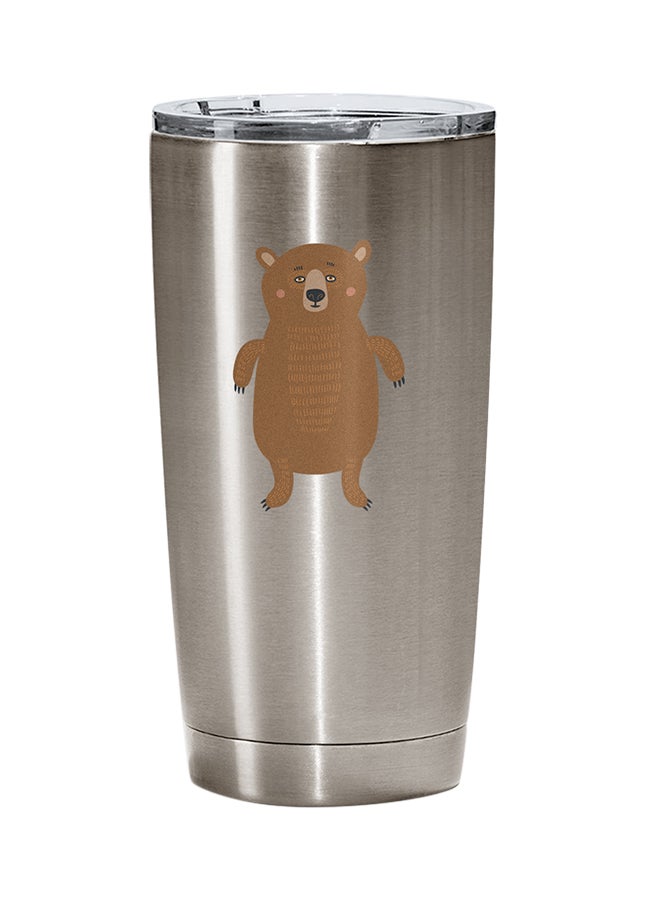 LOUD UNIVERSE Stainless Steel Bear Cartoon Animal Tumbler Silver 15cm  - Image 1
