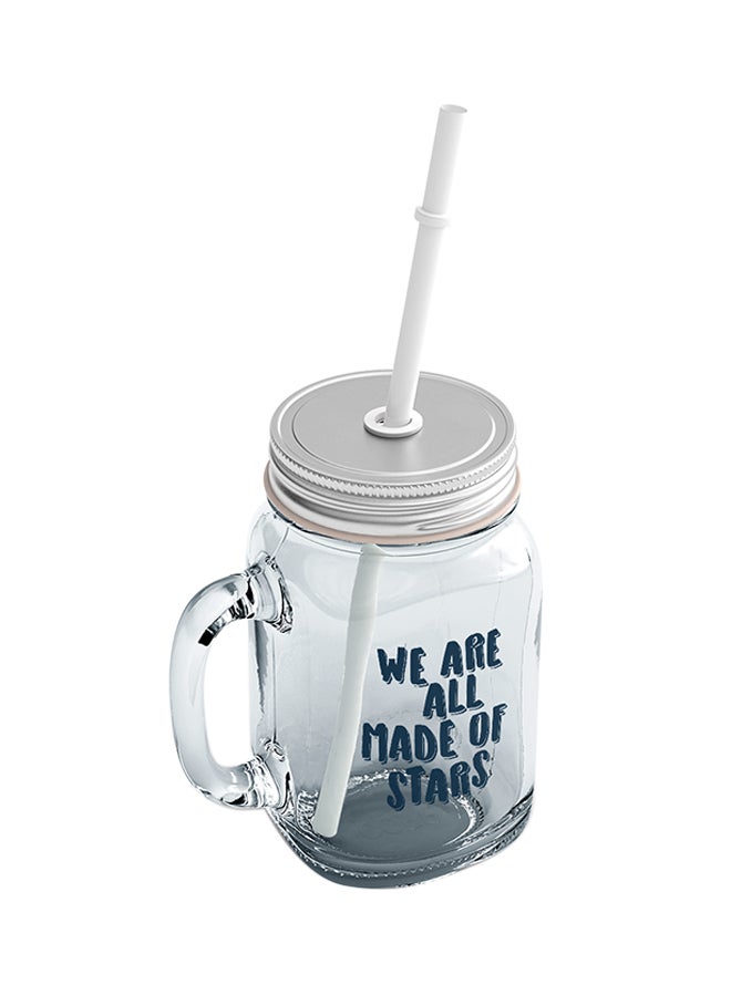 LOUD UNIVERSE Glass We Are All Made Of Stars Quote Mason Jar With Straws Clear  - Image 2