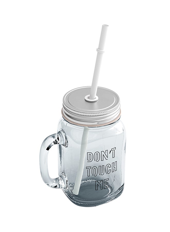 LOUD UNIVERSE Glass Dont Touch Me Annoyed Angry Mason Jar With Straws Clear  - Image 2