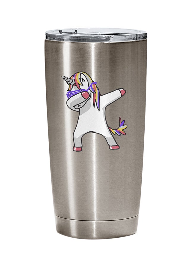 LOUD UNIVERSE Stainless Steel Dancing Unicorn Funny Witty Mood Tumbler Silver 15cm  - Image 1