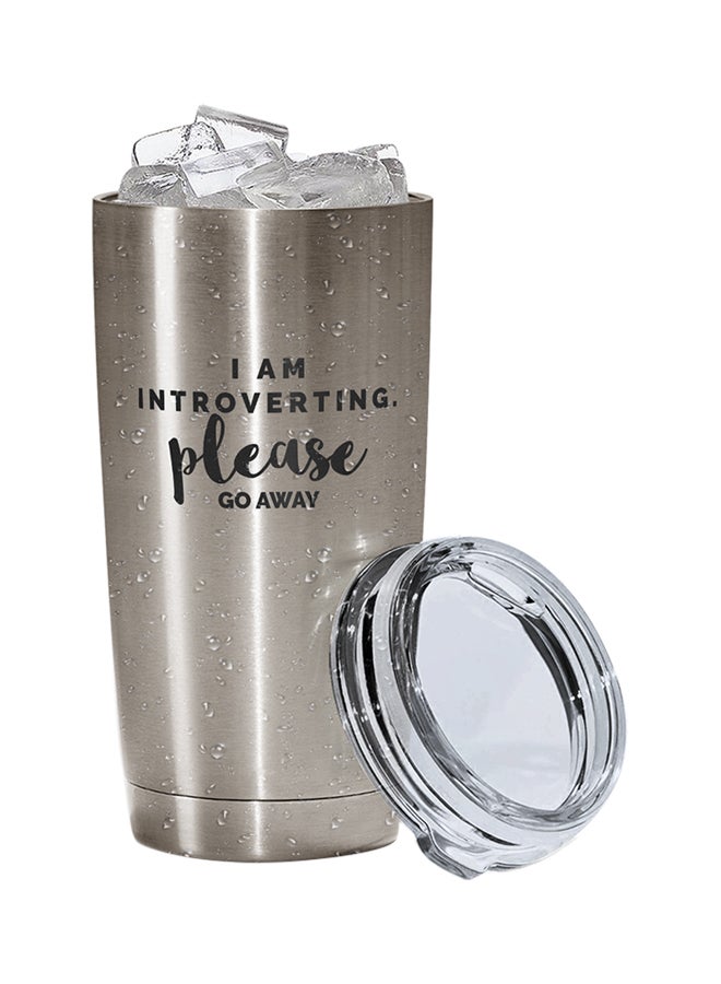 LOUD UNIVERSE Stainless Steel I Am Introverting Please Go Away Tumbler Silver 15cm  - Image 2