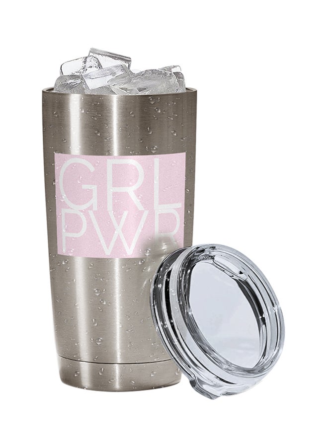 LOUD UNIVERSE Stainless Steel Grl Pwr Girl Power Strong Female Figure Women Power Tumbler Silver 15cm  - Image 2