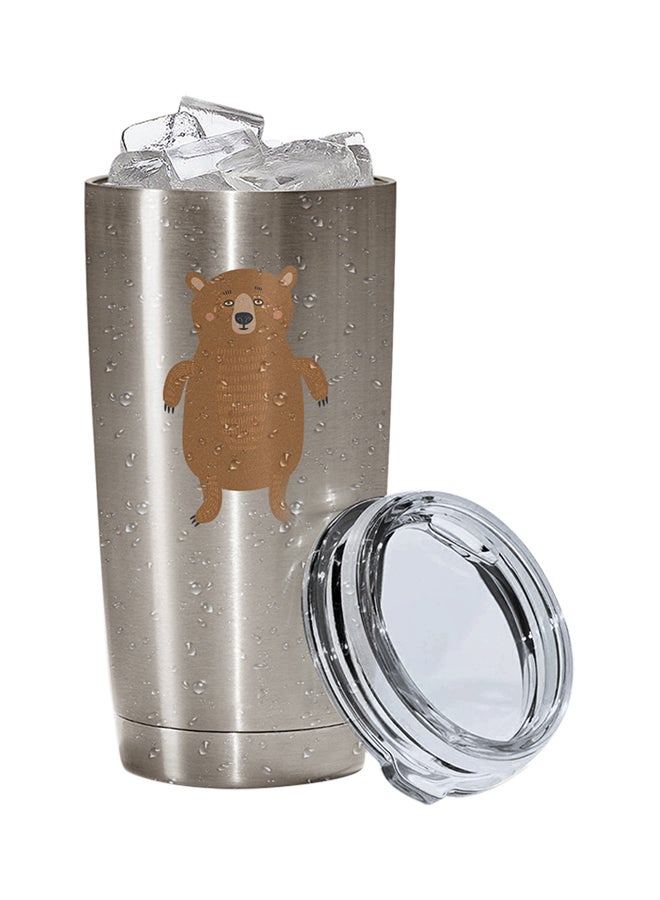 LOUD UNIVERSE Stainless Steel Bear Cartoon Animal Tumbler Silver 15cm  - Image 2