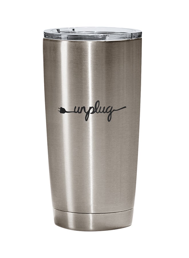 LOUD UNIVERSE Stainless Steel Unplug One Words Tumbler Silver 15cm  - Image 1