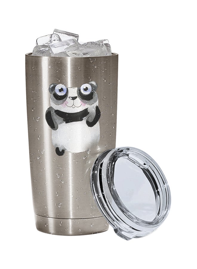 LOUD UNIVERSE Stainless Steel Animal Panda Cartoon Tumbler Silver 15cm  - Image 2