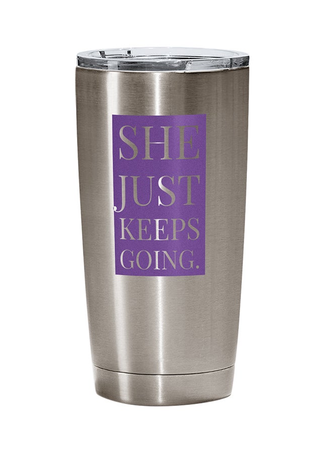 LOUD UNIVERSE Stainless Steel She Just Keeps Going Women Girl Power Tumbler Silver 15cm  - Image 1