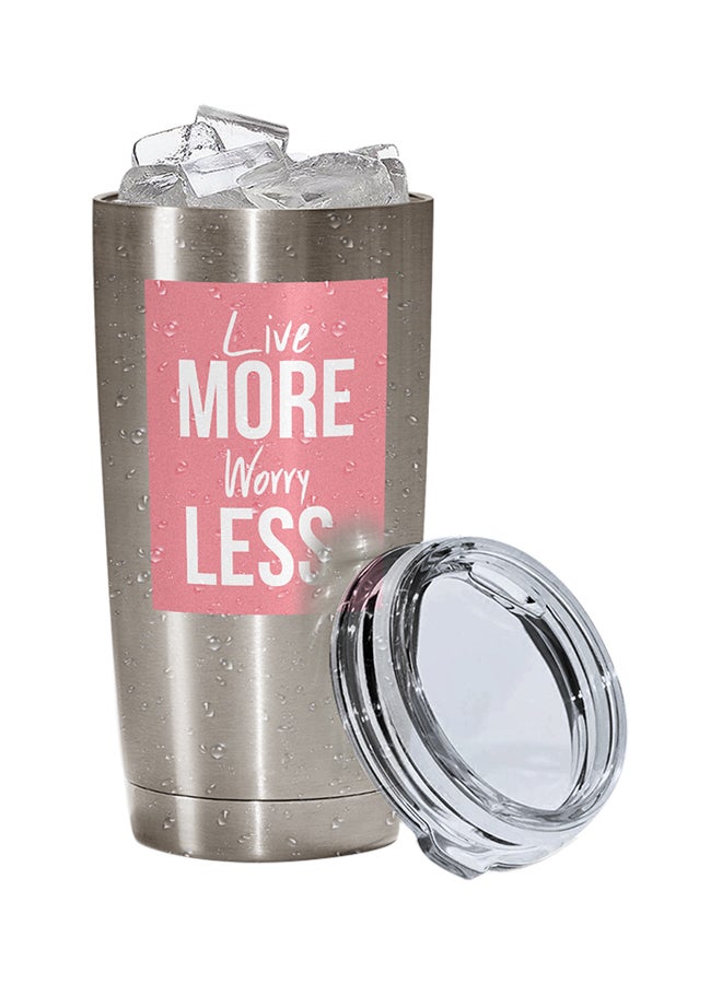 LOUD UNIVERSE Stainless Steel Live More Worry Less Helpful Advise Positive Message Tumbler Silver 15cm  - Image 2