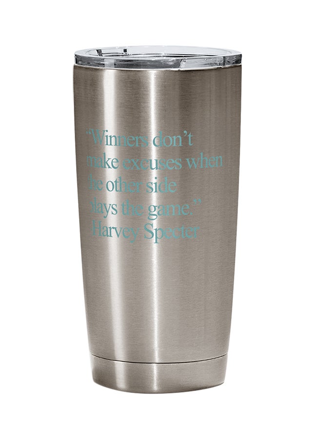 LOUD UNIVERSE Stainless Steel Winner Loosers Quote Harvey Specter Tumbler Silver 15cm  - Image 1